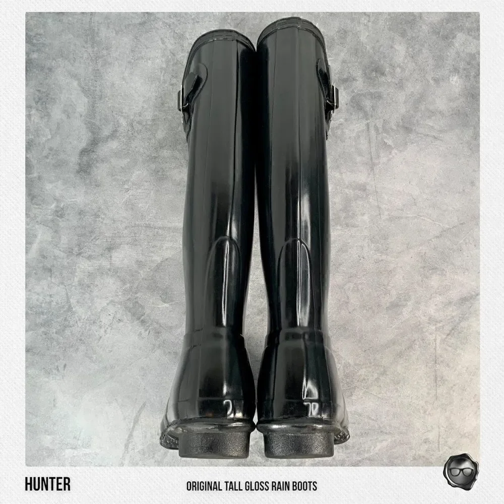 HUNTER ORIGINAL TALL RAIN BOOTS IN GLOSS BLACK WOMEN’S SHOE SIZE EU 36 BOOTS